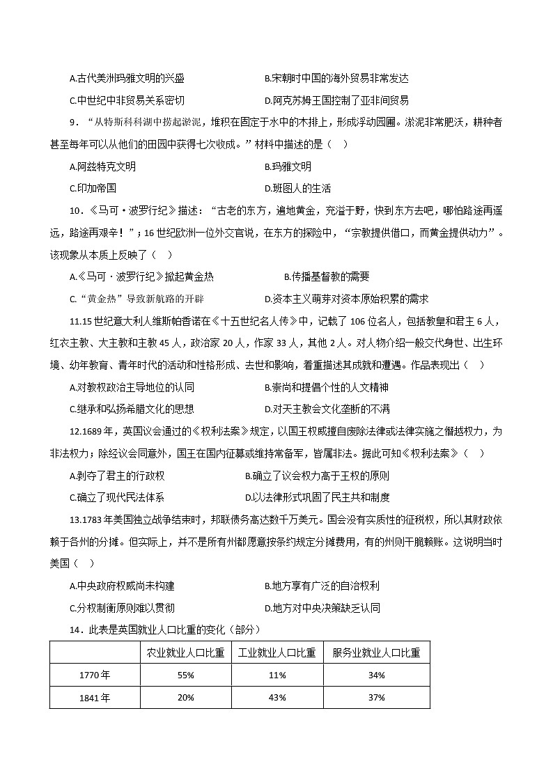 2021-2022学年湖北省新高考联考协作体高一下学期期中考试历史试题含答案03