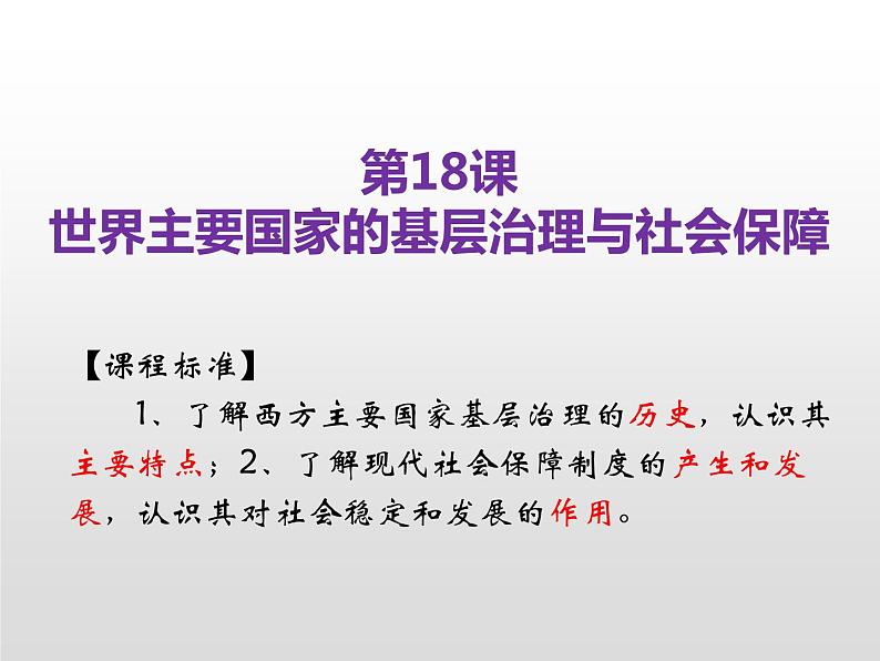 人教统编版历史选择性必修1 国家制度与社会治理第18课 世界主要国家的基层治理与社会保障 课件02