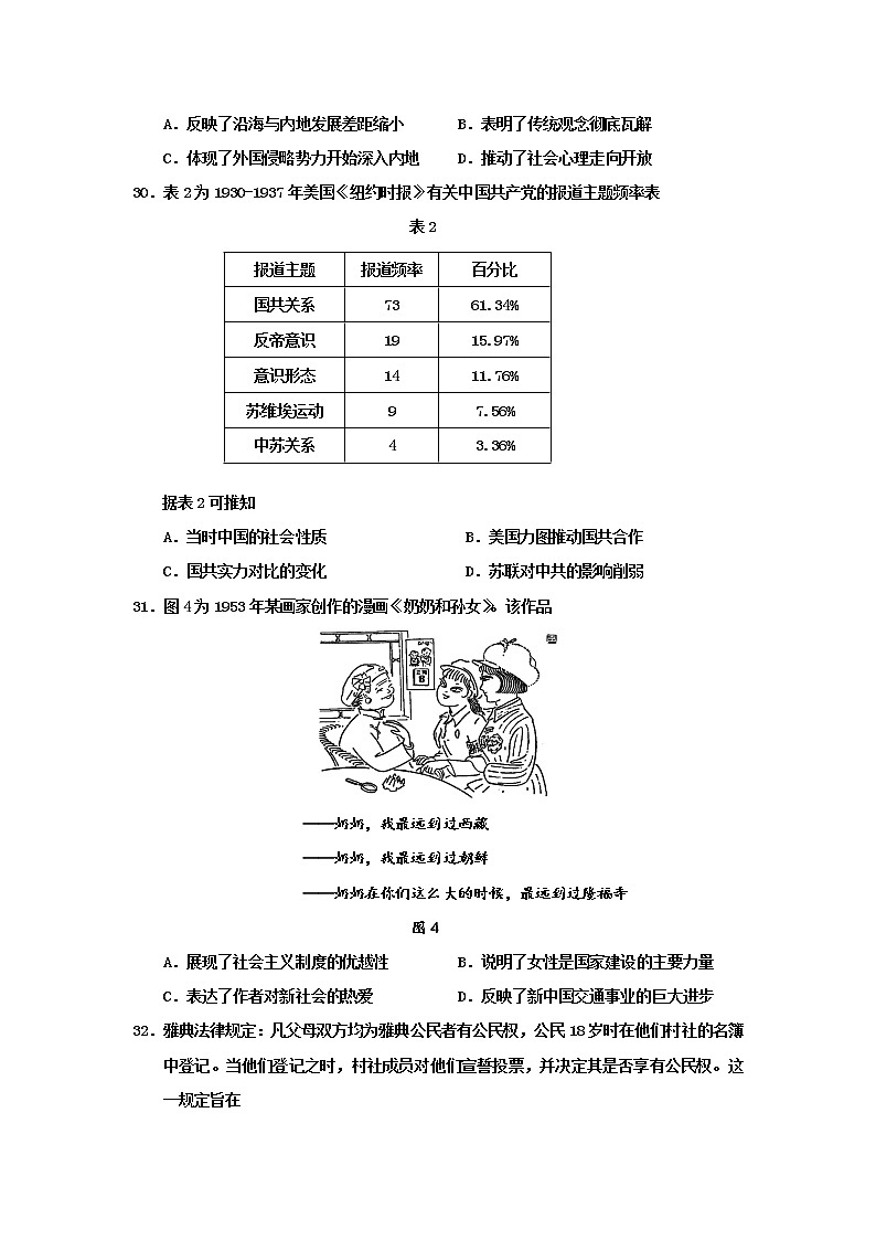 2020届四川省雅安市高三三模历史（试卷）第2页