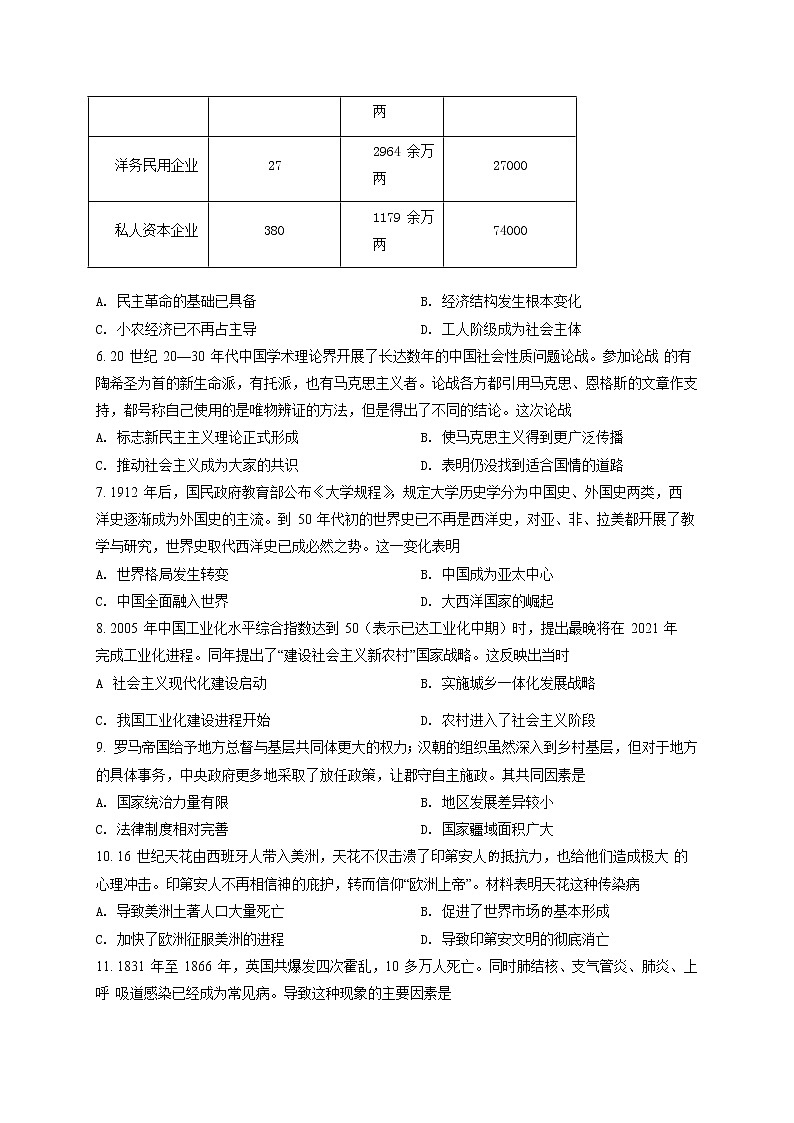 2021届四川省凉山州高三三模历史试卷（文字版、含答案）02