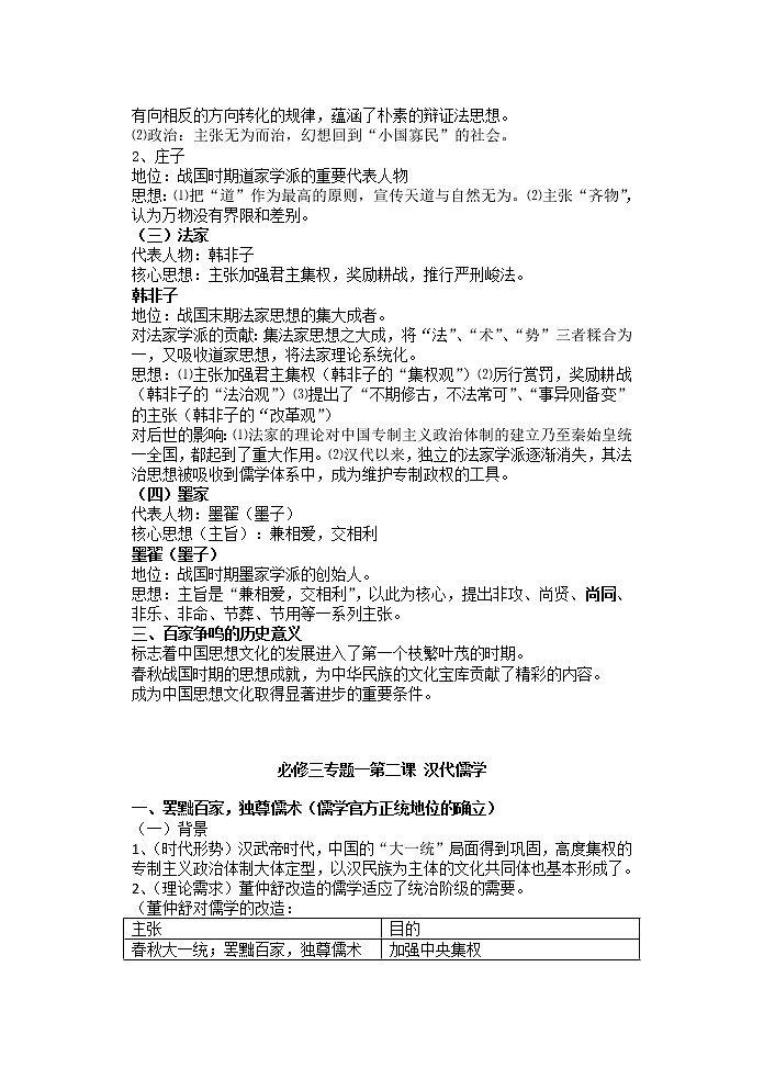 高中历史人民版必修三知识清单第2页