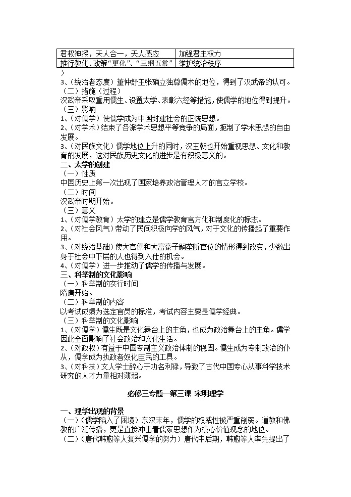 高中历史人民版必修三知识清单第3页
