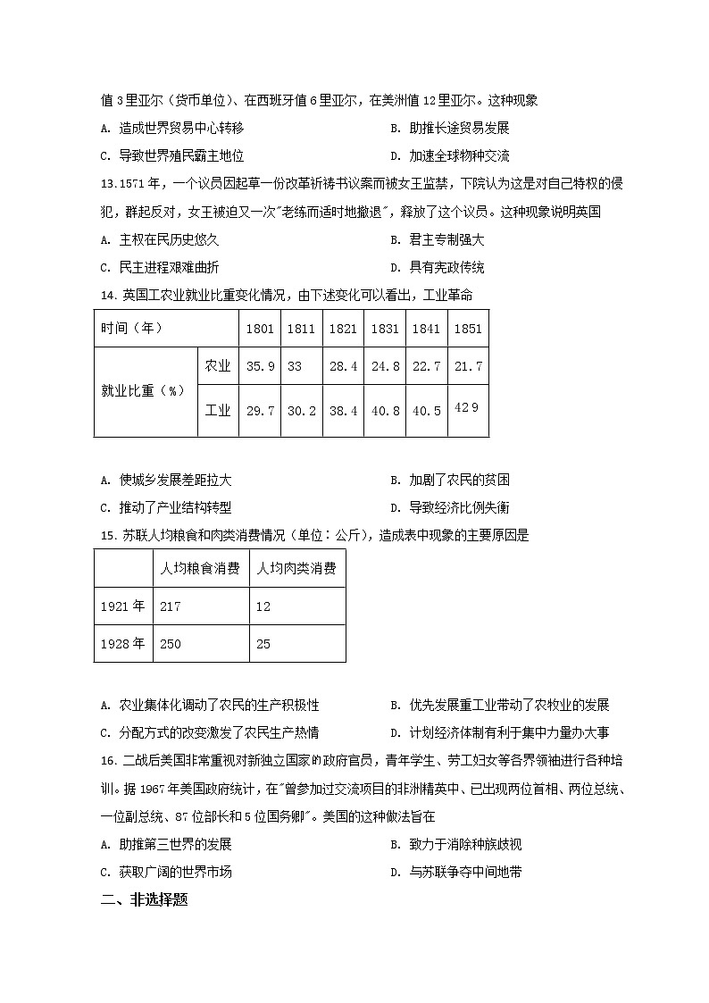 2022茂名高三下学期第二次综合测试（二模）历史试题含答案03