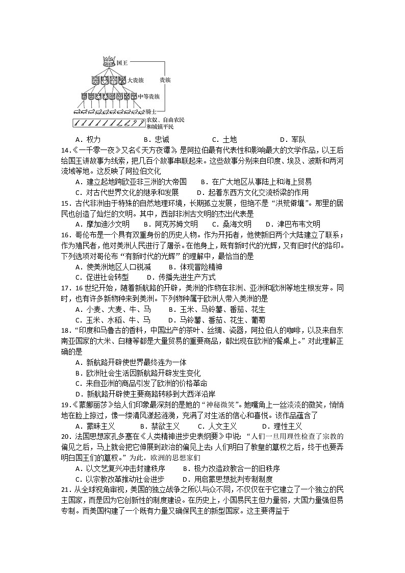2022杭州“六县九校”联盟高一下学期期中联考试题历史含答案03