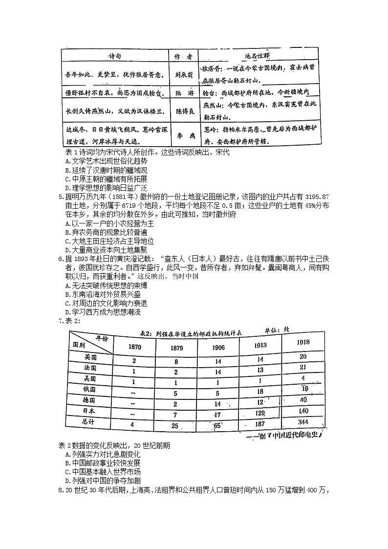 2022届广东省汕头市普通高考第二次模拟考试历史试题+答案02