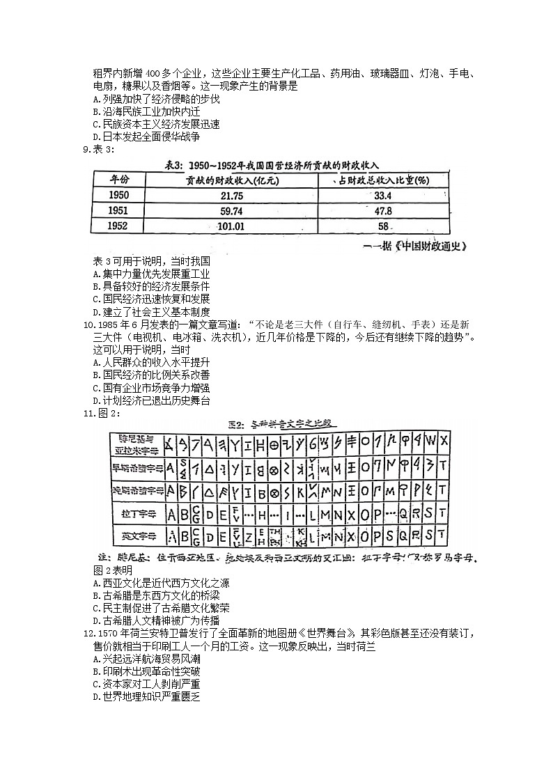2022届广东省汕头市普通高考第二次模拟考试历史试题+答案03