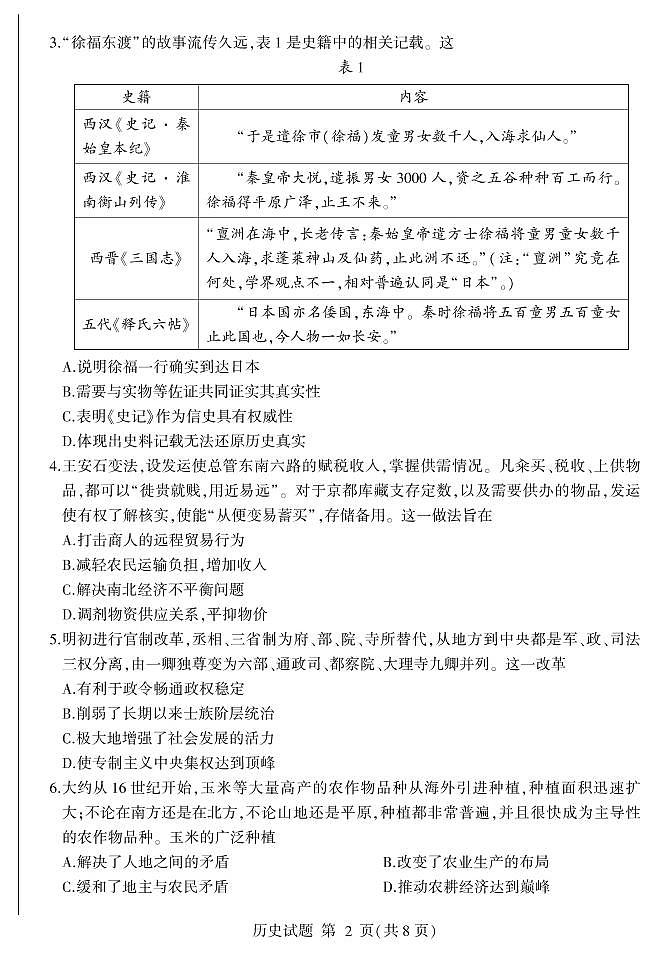 2021年山东省临沂市高三第二次模拟考试历史卷及答案（图片版）02
