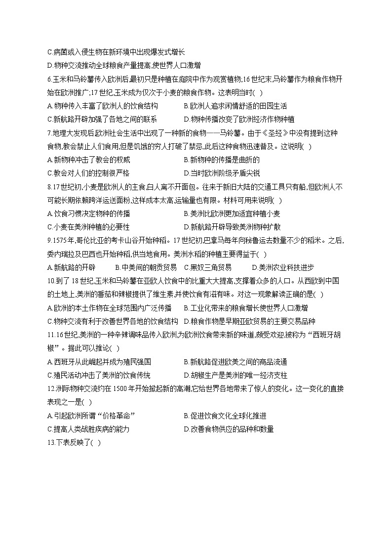 第2课 新航路开辟后的食物物种交流 课件+教案+练习+学案02