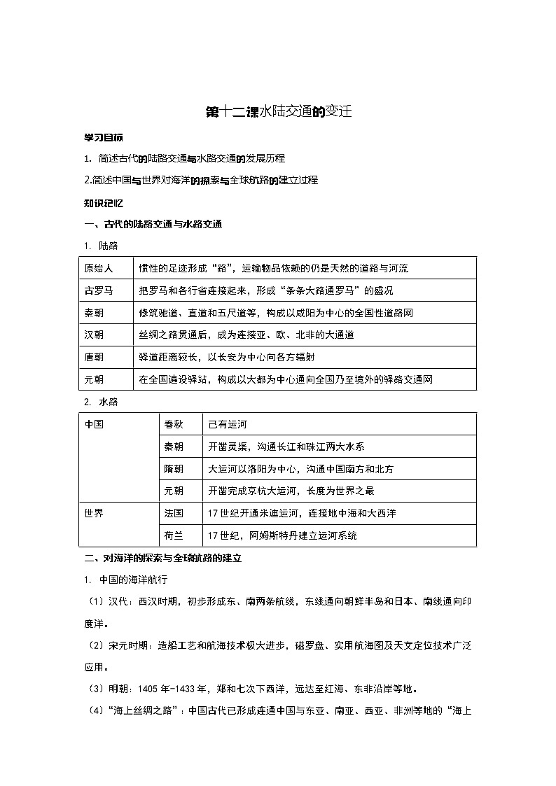 第12课 水陆交通的变迁 课件+教案+练习+学案01