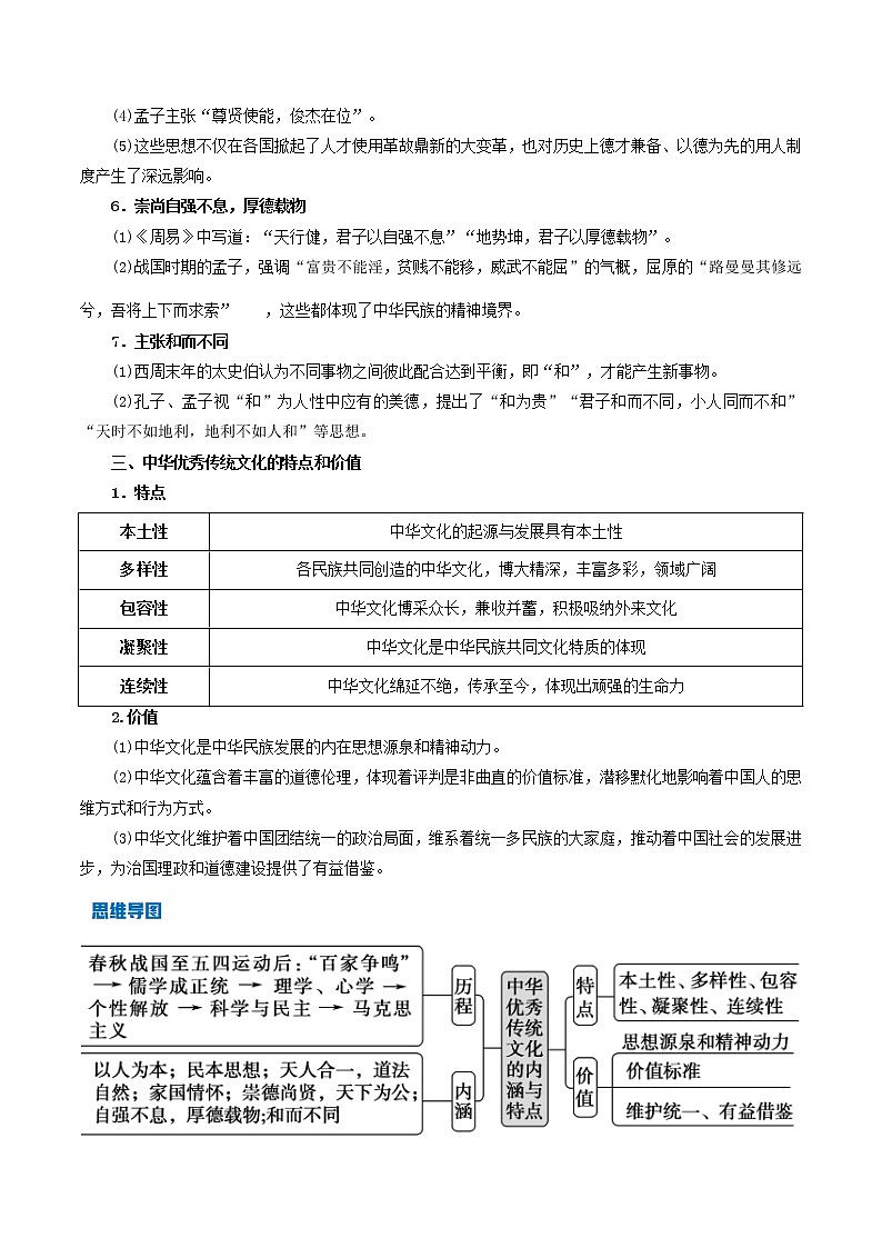 2021-2022学年人教统编版高中历史选择性必修三第1课 中华优秀传统文化的内涵与特点（学案）第3页