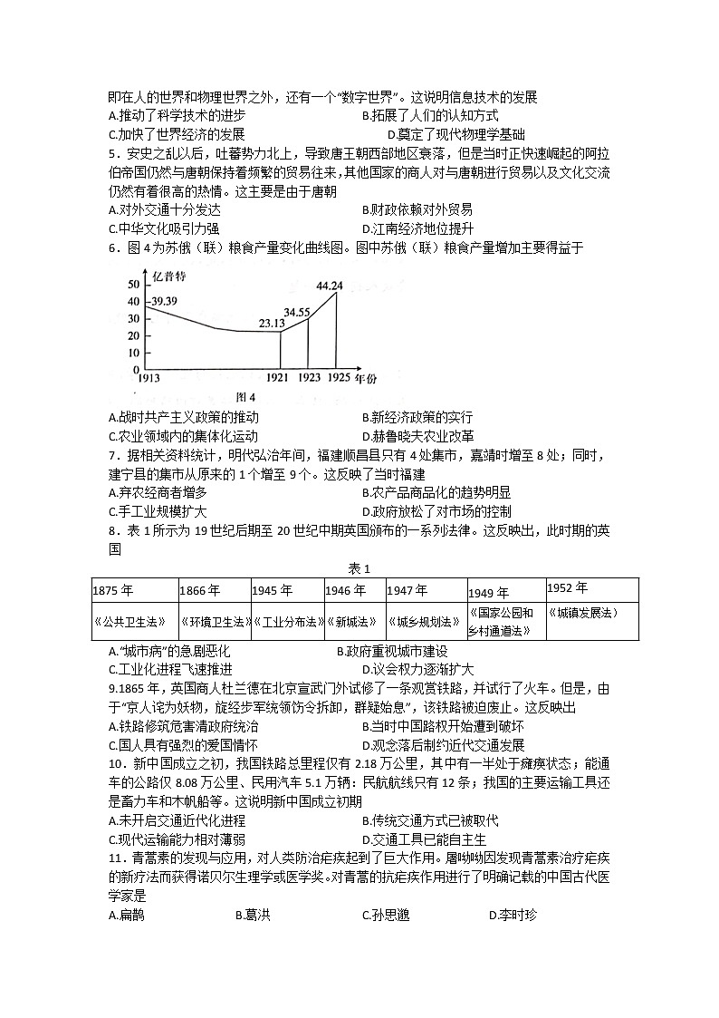 2022黄冈部分重点中学高二下学期期中考试历史含答案02