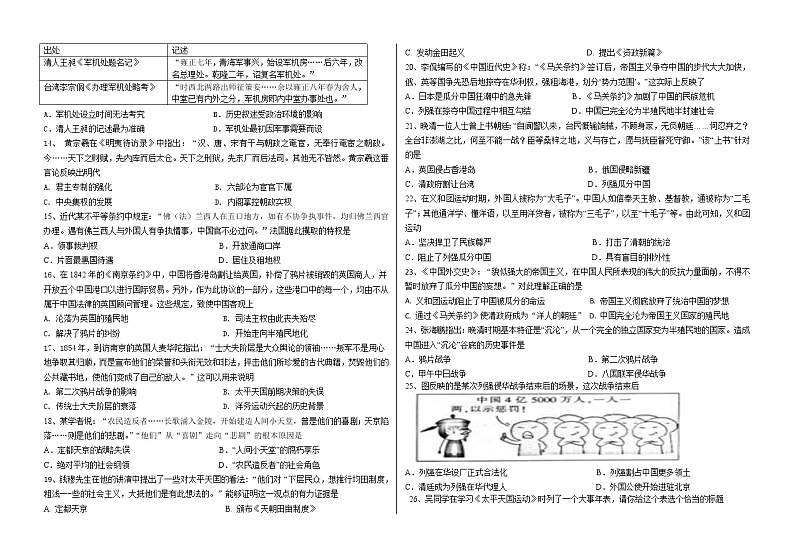 2022遂宁卓同国际学校（高中部）高一上学期期中考试历史含答案02