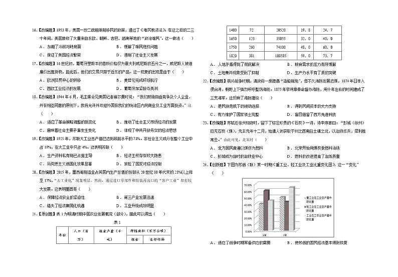 陕西省延安市富县高级中学2021-2022学年高二下学期期中考试历史试题（含答案）03