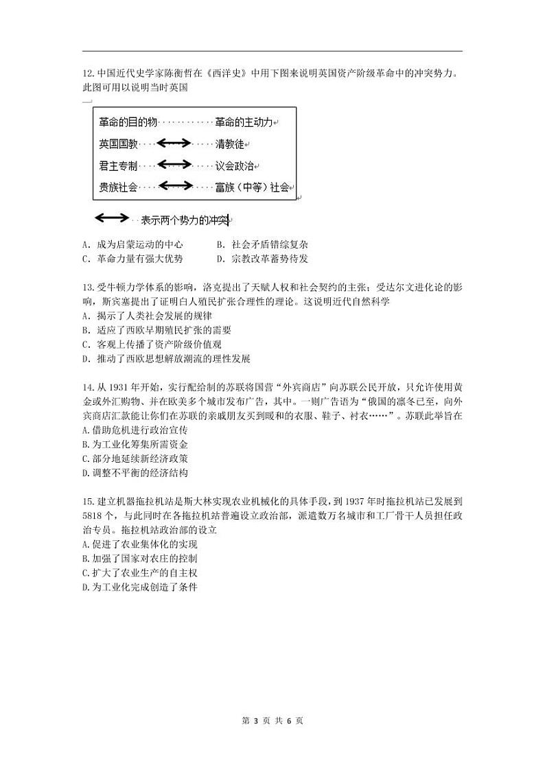 2022高考（历史）押题冲刺密卷 六第3页