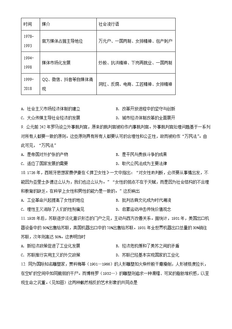 2022高考5月考前适应性考试（合肥三模）文综历史（含答案）03