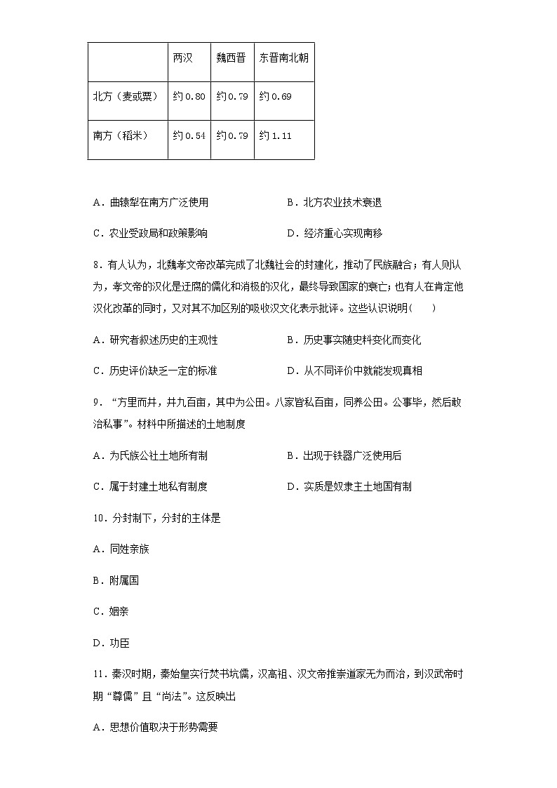 2022厦门外国语学校高一上学期第一次月考（10月）历史试题含答案03