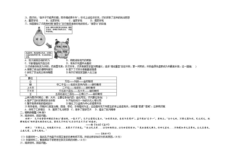 2022南昌八一中学高一上学期10月月考历史试题含答案03