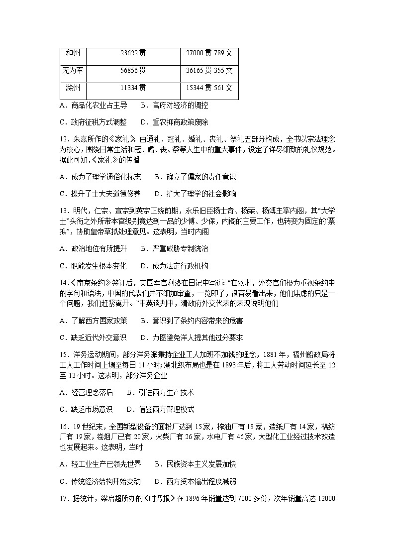 2021张家口高一上学期期末历史试题含答案03