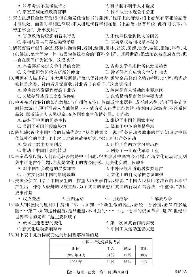 6459A云南陆良县中枢镇第二中学-历史第2页