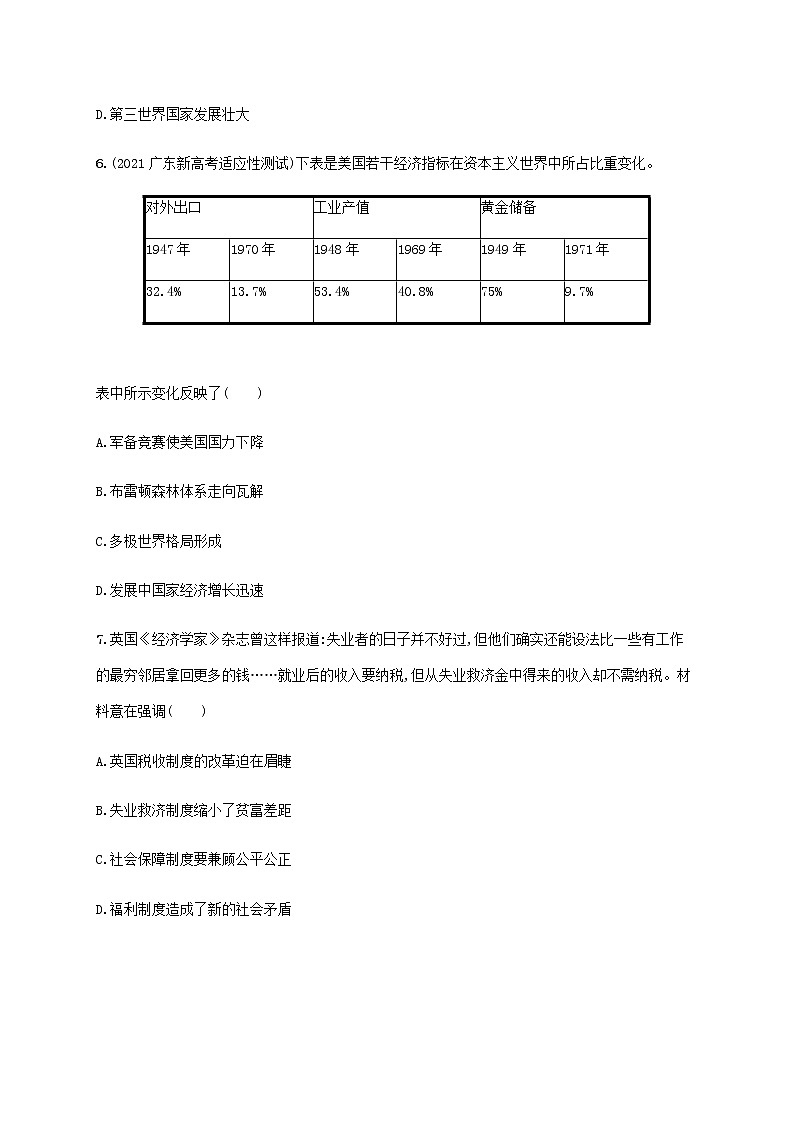 高考历史二轮复习专题突破练十四国际格局的变动与经济全球化的趋势含解析第3页