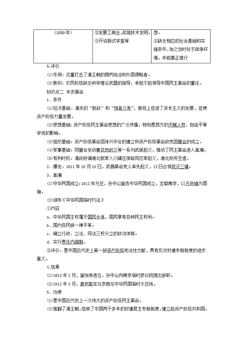江苏专用新人教版高考历史一轮复习专题二列强侵华与近代中国的民主革命第6讲太平天国运动与辛亥革命学案02