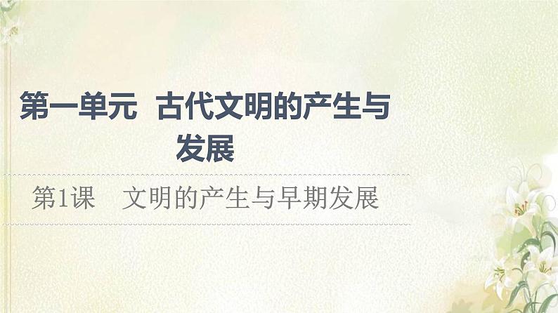 部编版高中历史中外历史纲要下第1单元古代文明的产生与发展第1课文明的产生与早期发展课件01