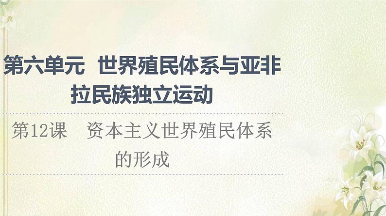 部编版高中历史中外历史纲要下第6单元世界殖民体系与亚非拉民族独立运动第12课资本主义世界殖民体系的形成课件01