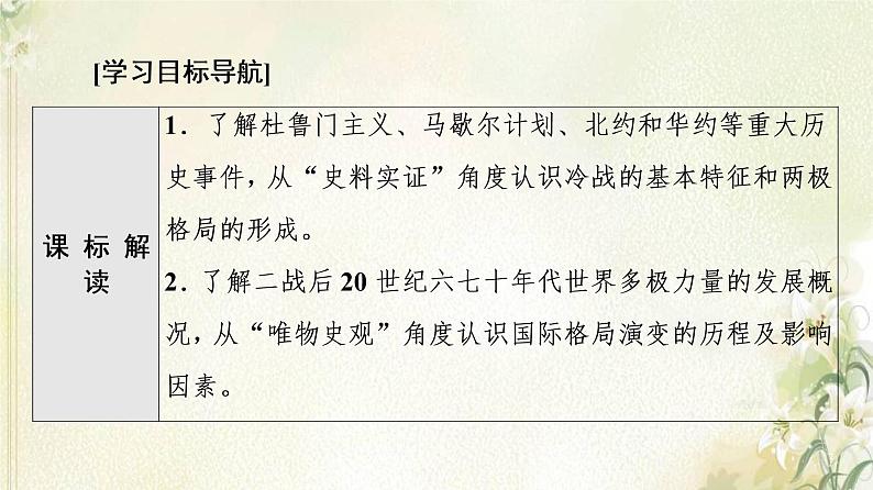 部编版高中历史中外历史纲要下第8单元20世纪下半叶世界的新变化第18课冷战与国际格局的演变课件02