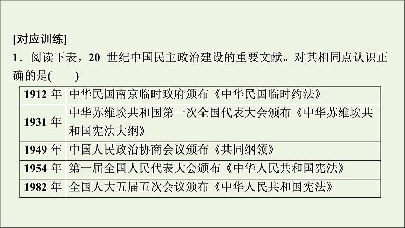 江苏专用高考历史一轮复习专题三现代中国的政治建设祖国统一和对外关系专题优化提升课件新人教版04