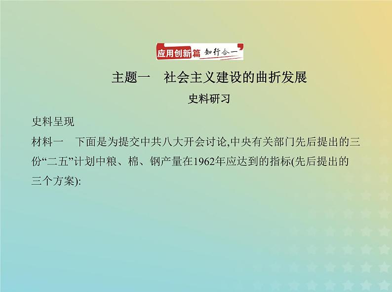 山东专用高考历史一轮复习第七单元从中华人民共和国成立到中国特色社会主义进入新时代_应用创新篇课件02