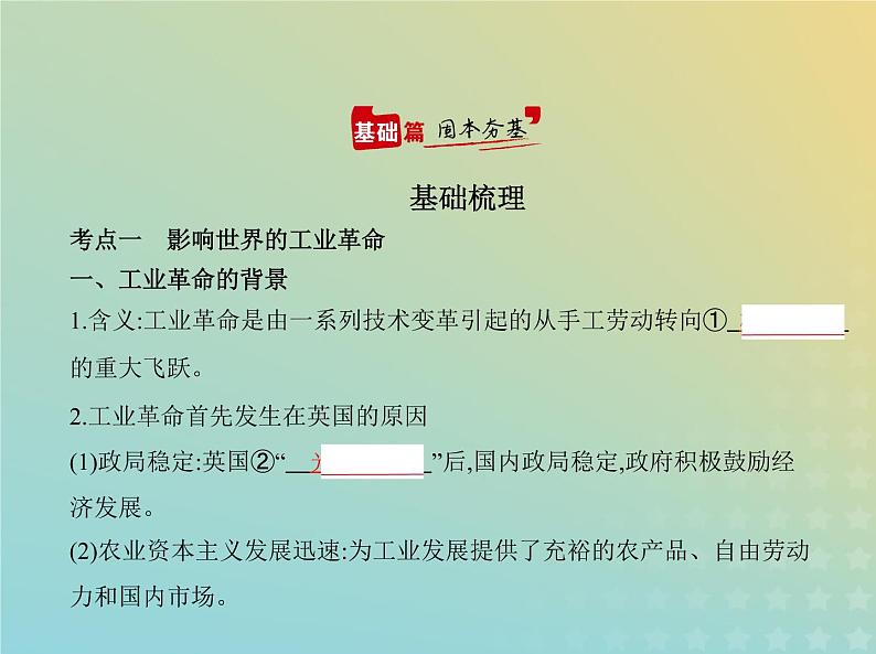 山东专用高考历史一轮复习第十单元工业革命马克思主义的诞生与世界殖民体系亚非拉民族独立运动_基础篇课件第2页