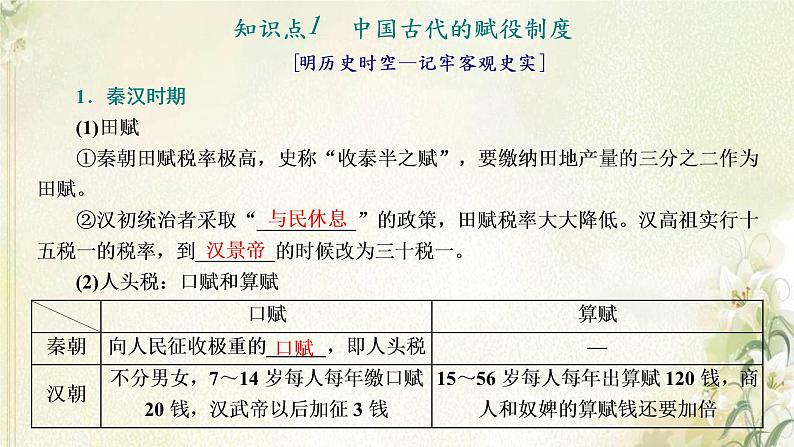 新人教版高中历史选择性必修1第五单元货币与赋税制度第16课中国赋税制度的演变课件第4页