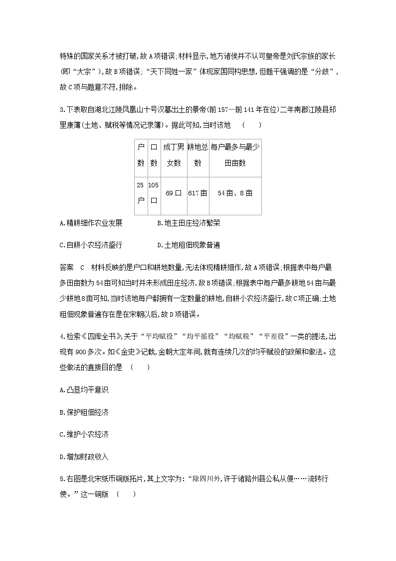 山东专用高考历史一轮复习第十五单元货币与赋税制度基层治理与社会保障单元检测含解析第2页