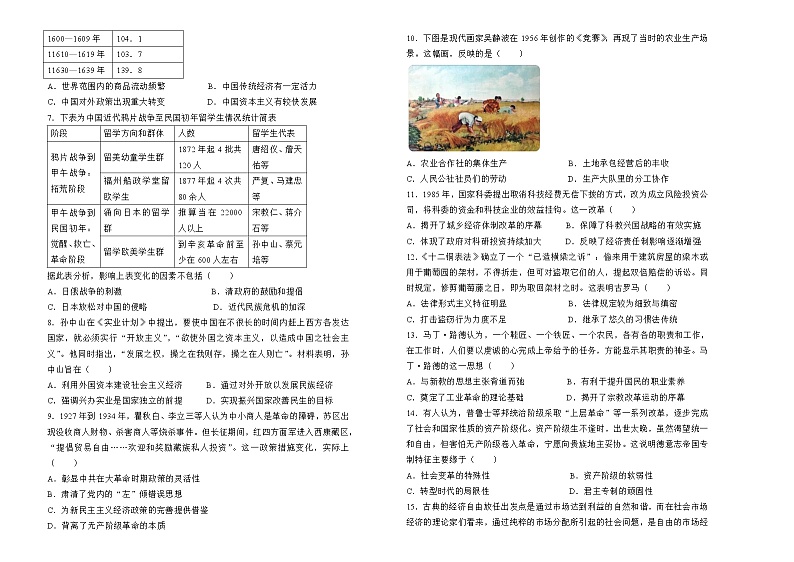 历史（新高考）2022届高三第三次模拟考试卷 （二）学生版第2页