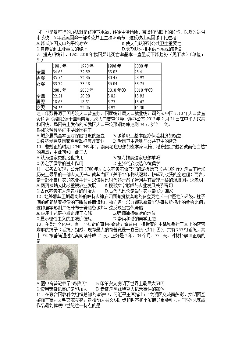 2021-2022学年湖北省新高考联考协作体高二下学期期中考试历史试题含解析02