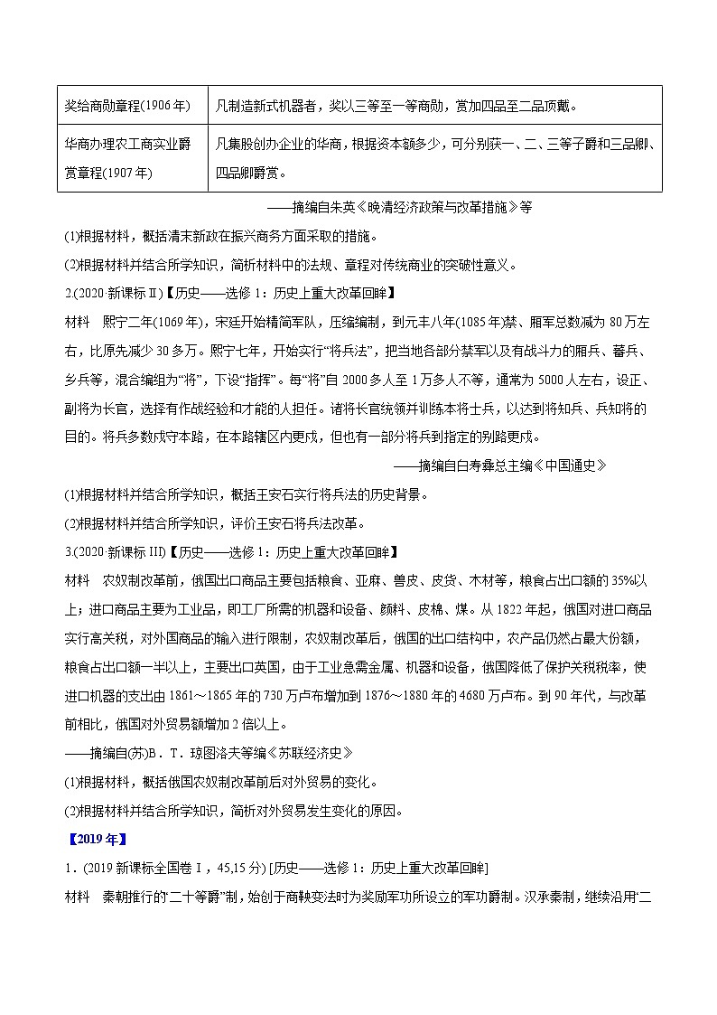 专题18 历史上重大改革回眸（学生版）2012-2021年高考历史真题分专题训练 第3页