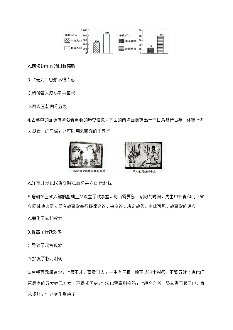 2021杭州余杭、临平、萧山高一下学期期末学业水平测试历史试题含答案02