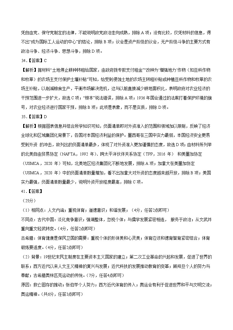 2022年高考历史押题预测卷+答案解析（全国甲卷）0203