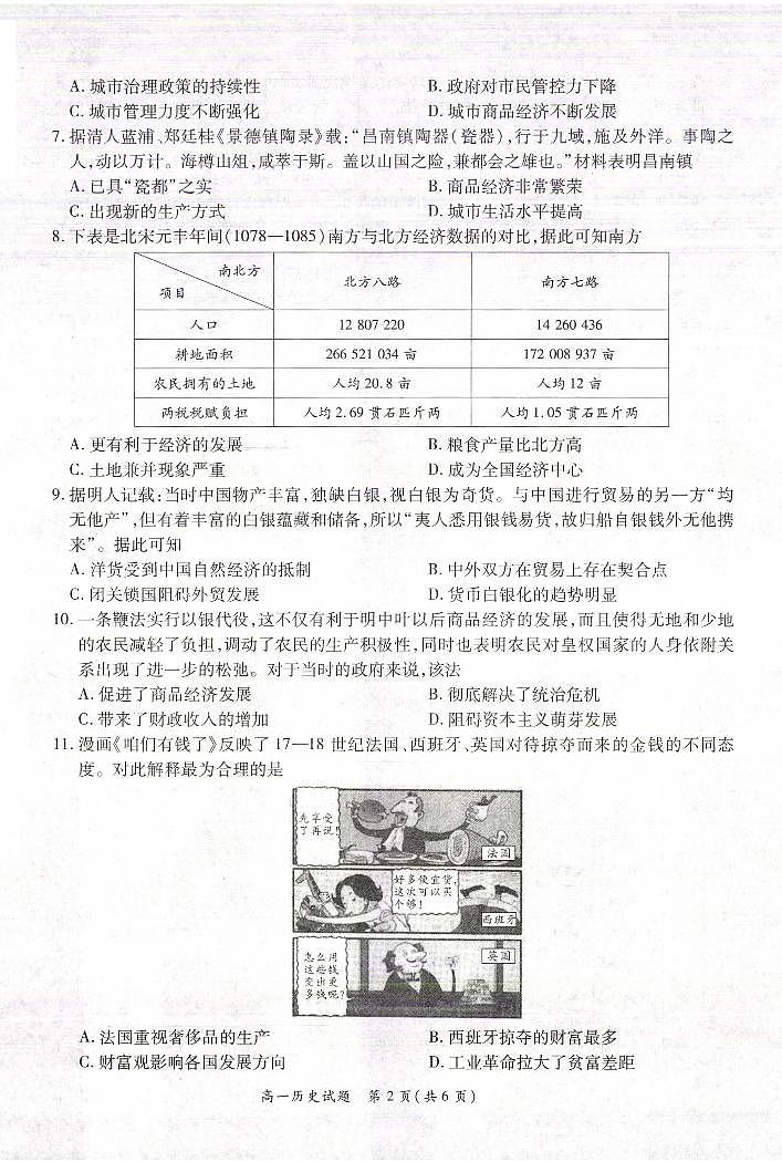 2021商丘名校高一下学期期中联考历史试题PDF版含答案第2页