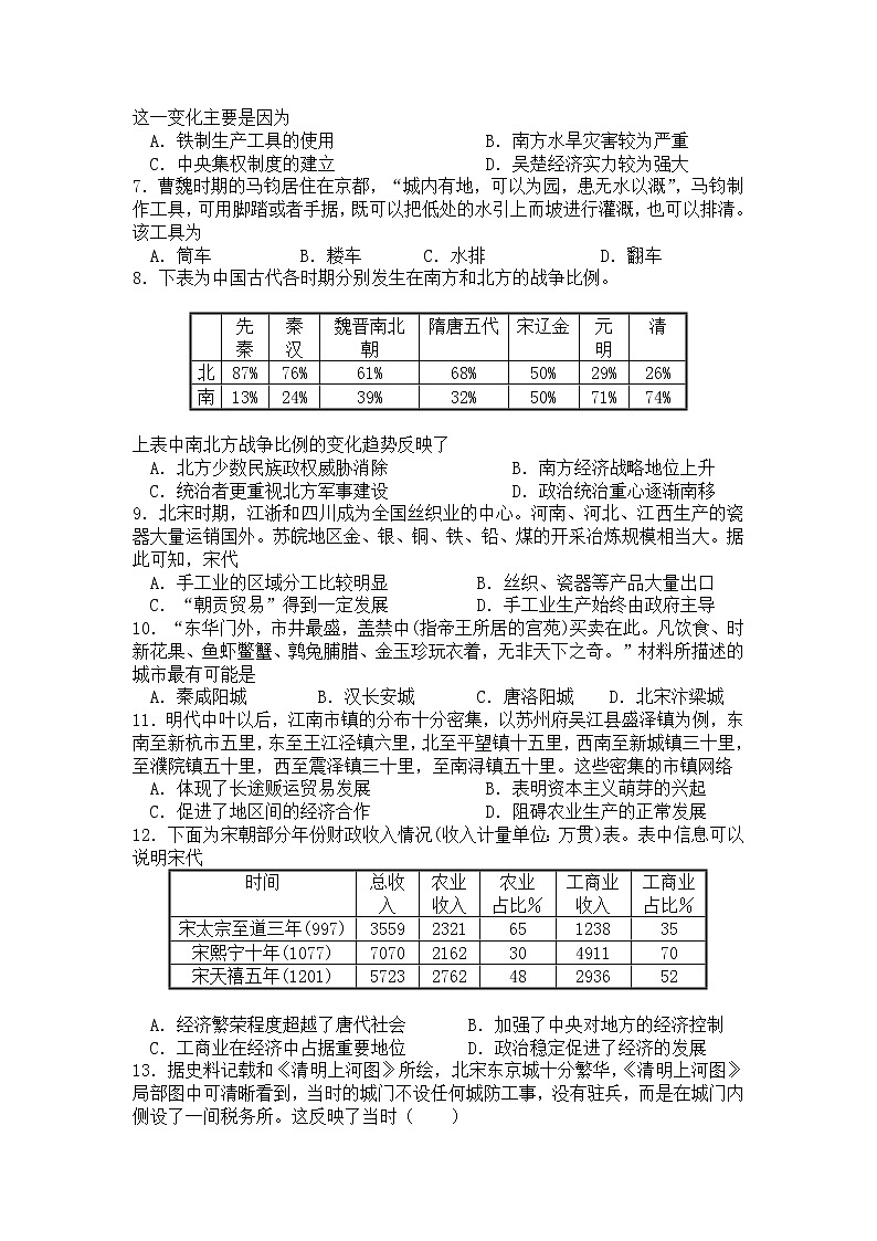 2021南昌县莲塘一中高一3月质量检测历史试题含答案02