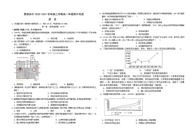 2021银川贺兰县景博中学高一下学期期中考试历史试题含答案01