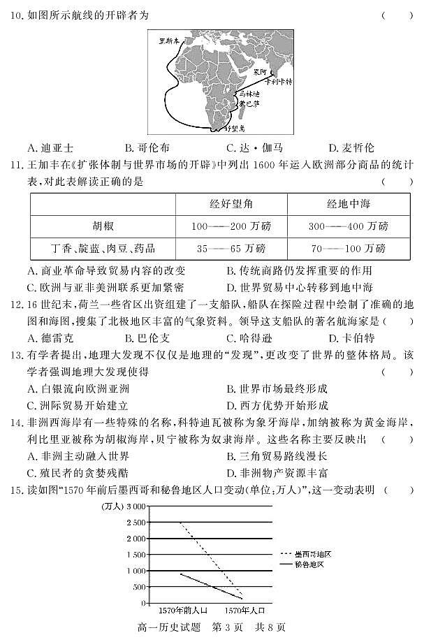 山东省济宁市兖州区2020-2021学年高一下学期期中考试历史试题（PDF版）第3页