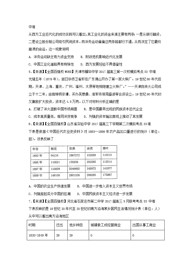 2022年高考历史二轮复习专题八近代中国经济结构的变动与资本主义的曲折发展练习含解析第2页