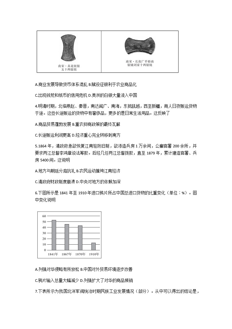 山东省实验中学2022年普通高中学业水平等级考试历史试题第2页