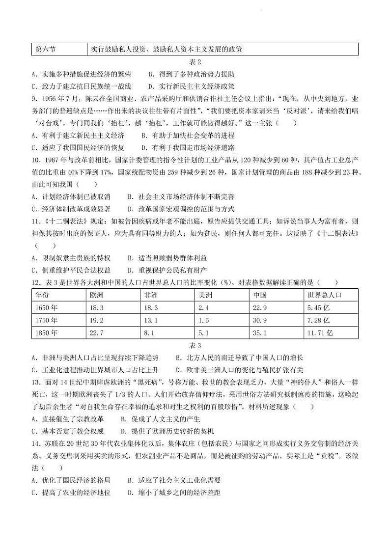 2022届山东省烟台市高三三模历史试题及答案03