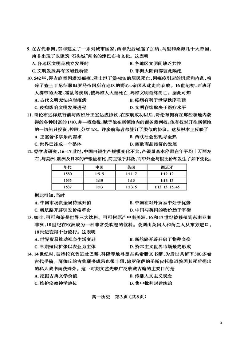 2021-2022学年山西省太原市高一下学期期中考试历史试题PDF版含答案03