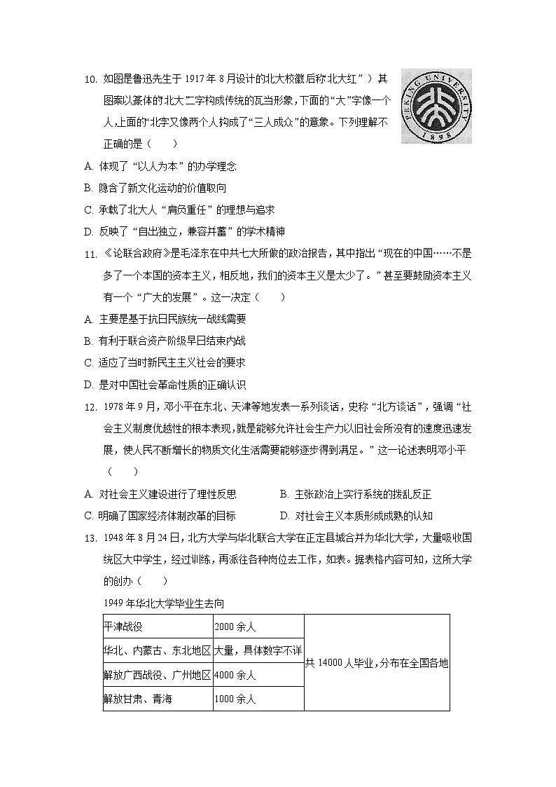 2021-2022学年河北省张家口市宣化第一中学高二下学期4月月考历史试题含解析03