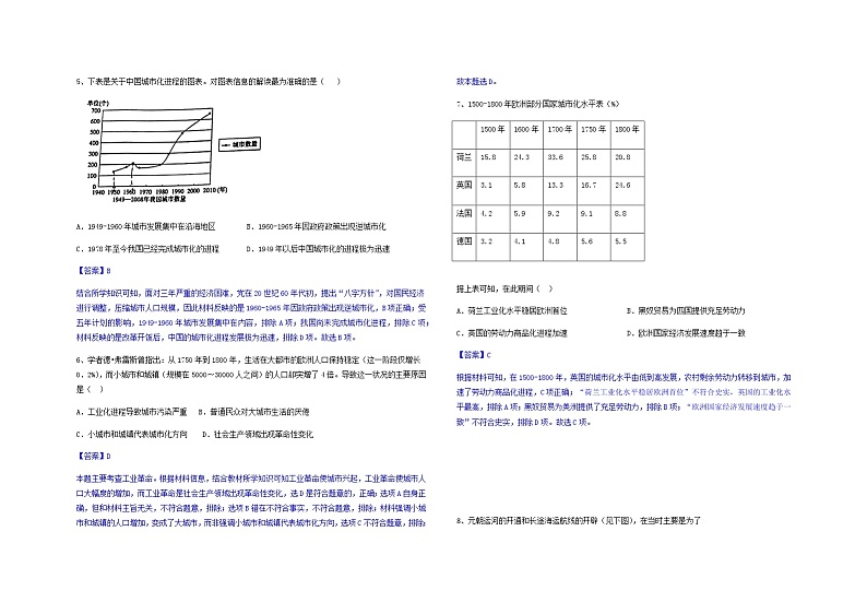 2021-2022学年河北省沧州市献县乐寿镇中学高二下学期3月第一次月考历史试题含解析第2页