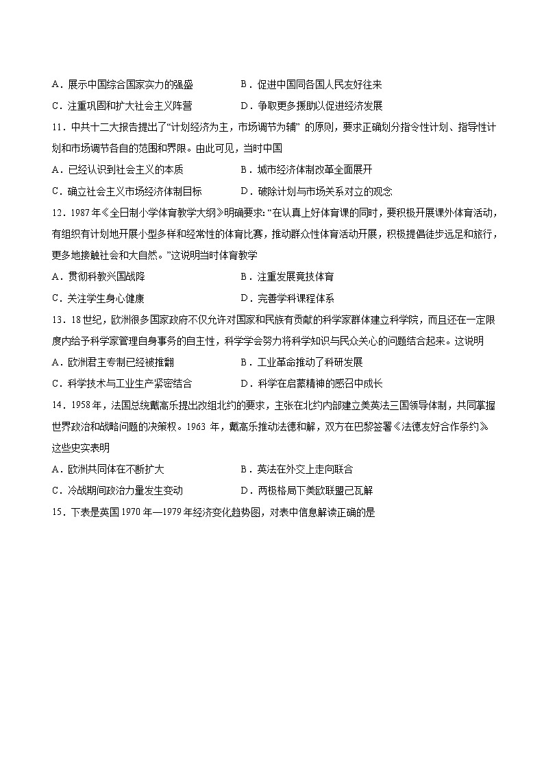 2022届江苏省决胜新高考高三下学期4月份大联考历史试题含解析第3页