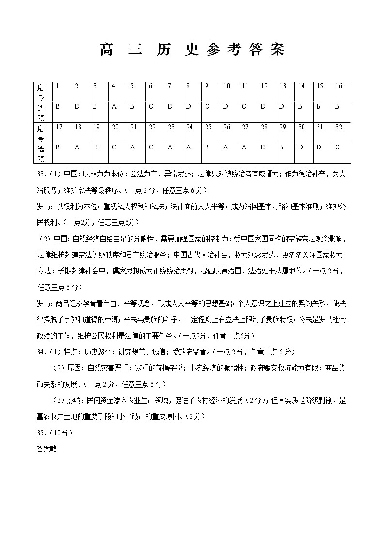 高三历史答案第1页
